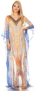 Vestido caftán largo con diseño estampado Wilder de Sakkas y cristales transparentes.