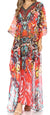 Vestido caftán largo con diseño estampado Wilder de Sakkas y cristales transparentes.