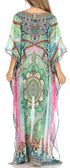 Vestido caftán largo con diseño estampado Wilder de Sakkas y cristales transparentes.
