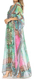Vestido caftán largo con diseño estampado Wilder de Sakkas y cristales transparentes.