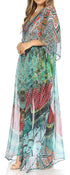 Vestido caftán largo con diseño estampado Wilder de Sakkas y cristales transparentes.