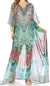 Vestido caftán largo con diseño estampado Wilder de Sakkas y cristales transparentes.