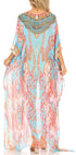 Vestido caftán largo con diseño estampado Wilder de Sakkas y cristales transparentes.