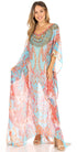 Vestido caftán largo con diseño estampado Wilder de Sakkas y cristales transparentes.