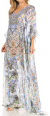 Vestido caftán largo con diseño estampado Wilder de Sakkas y cristales transparentes.