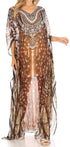Vestido caftán largo con diseño estampado Wilder de Sakkas y cristales transparentes.