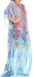Vestido caftán largo con diseño estampado Wilder de Sakkas y cristales transparentes.