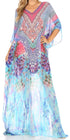 Vestido caftán largo con diseño estampado Wilder de Sakkas y cristales transparentes.