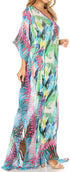 Vestido caftán largo con diseño estampado Wilder de Sakkas y cristales transparentes.