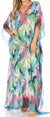 Vestido caftán largo con diseño estampado Wilder de Sakkas y cristales transparentes.