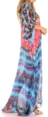 Vestido caftán largo con diseño estampado Wilder de Sakkas y cristales transparentes.