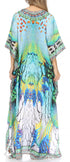 Vestido caftán largo Sakkas Georgettina con escote en V y cristales fluidos