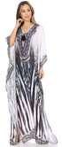 Vestido caftán largo Sakkas Georgettina con escote en V y cristales fluidos