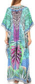 Vestido caftán largo Sakkas Georgettina con escote en V y cristales fluidos