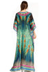 Vestido caftán largo Sakkas Georgettina con escote en V y cristales fluidos