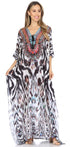 Vestido caftán largo Sakkas Georgettina con escote en V y cristales fluidos