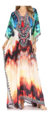 Vestido caftán largo Sakkas Georgettina con escote en V y cristales fluidos