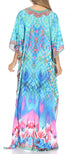 Vestido caftán largo Sakkas Georgettina con escote en V y cristales fluidos