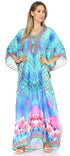 Vestido caftán largo Sakkas Georgettina con escote en V y cristales fluidos
