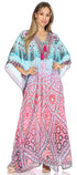 Vestido caftán largo Sakkas Georgettina con escote en V y cristales fluidos