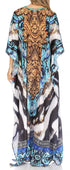 Vestido caftán largo Sakkas Georgettina con escote en V y cristales fluidos