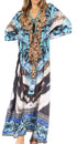 Vestido caftán largo Sakkas Georgettina con escote en V y cristales fluidos