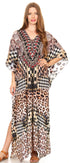 Vestido caftán largo Sakkas Georgettina con escote en V y cristales fluidos