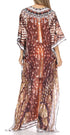 Vestido caftán largo Sakkas Georgettina con escote en V y cristales fluidos