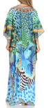 Vestido caftán largo Sakkas Georgettina con escote en V y cristales fluidos