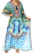 Vestido caftán largo Sakkas Georgettina con escote en V y cristales fluidos