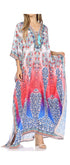 Vestido caftán largo Sakkas Georgettina con escote en V y cristales fluidos