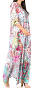 Vestido caftán largo Sakkas Georgettina con escote en V y cristales fluidos