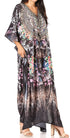 Vestido caftán largo Sakkas Georgettina con escote en V y cristales fluidos
