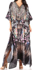 Vestido caftán largo Sakkas Georgettina con escote en V y cristales fluidos
