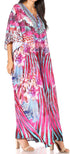Vestido caftán largo Sakkas Georgettina con escote en V y cristales fluidos