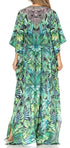 Vestido caftán largo Sakkas Georgettina con escote en V y cristales fluidos