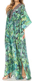 Vestido caftán largo Sakkas Georgettina con escote en V y cristales fluidos