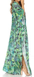 Vestido caftán largo Sakkas Georgettina con escote en V y cristales fluidos