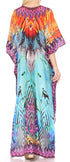 Vestido caftán largo Sakkas Georgettina con escote en V y cristales fluidos