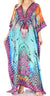 Vestido caftán largo Sakkas Georgettina con escote en V y cristales fluidos
