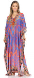 Vestido caftán largo Sakkas Georgettina con escote en V y cristales fluidos