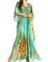 Vestido caftán largo Sakkas Georgettina con escote en V y cristales fluidos
