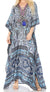 Vestido caftán largo Sakkas Georgettina con escote en V y cristales fluidos