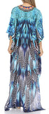 Vestido caftán largo Sakkas Georgettina con escote en V y cristales fluidos
