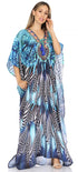 Vestido caftán largo Sakkas Georgettina con escote en V y cristales fluidos