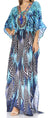 Vestido caftán largo Sakkas Georgettina con escote en V y cristales fluidos