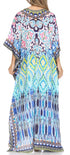 Vestido caftán largo Sakkas Georgettina con escote en V y cristales fluidos