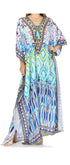 Vestido caftán largo Sakkas Georgettina con escote en V y cristales fluidos
