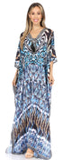 Vestido caftán largo Sakkas Georgettina con escote en V y cristales fluidos