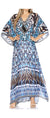Vestido caftán largo Sakkas Georgettina con escote en V y cristales fluidos